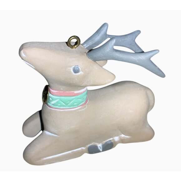 Hallmark Keepsake Folk Art Reindeer Ornament 1991 Handcarved Wood Holiday Decor - Picture 3 of 8